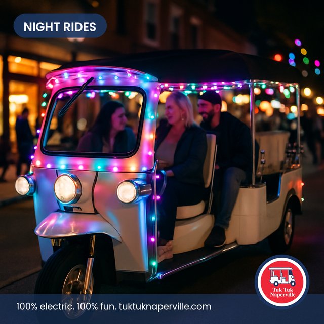 Designed post: night rides on an LED-lit tuk tuk